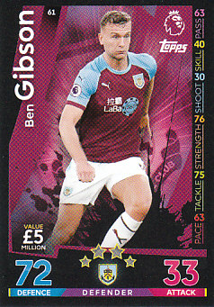 Ben Gibson Burnley 2018/19 Topps Match Attax #61